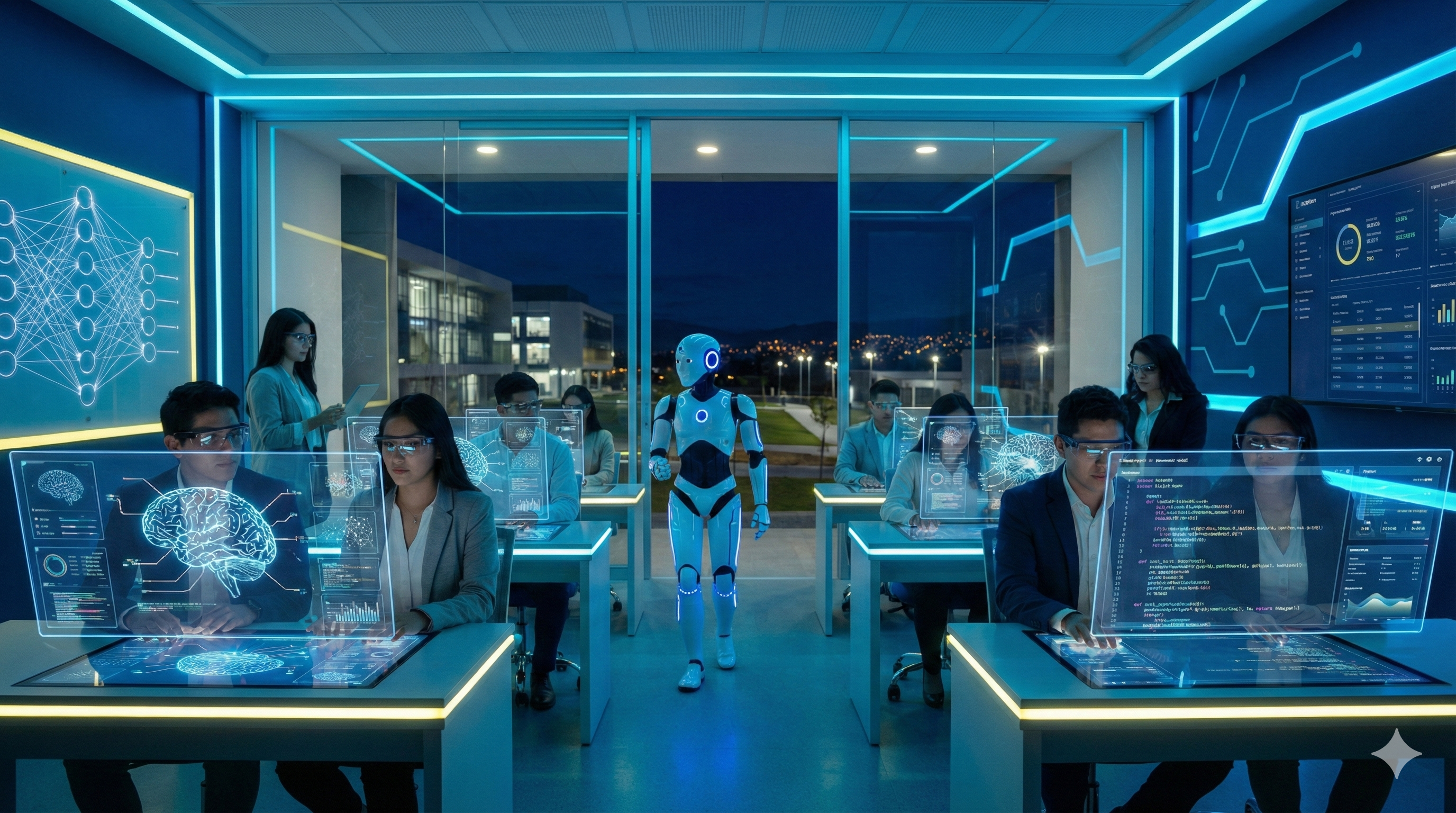 Aula futurista de inteligencia artificial ITSEIA